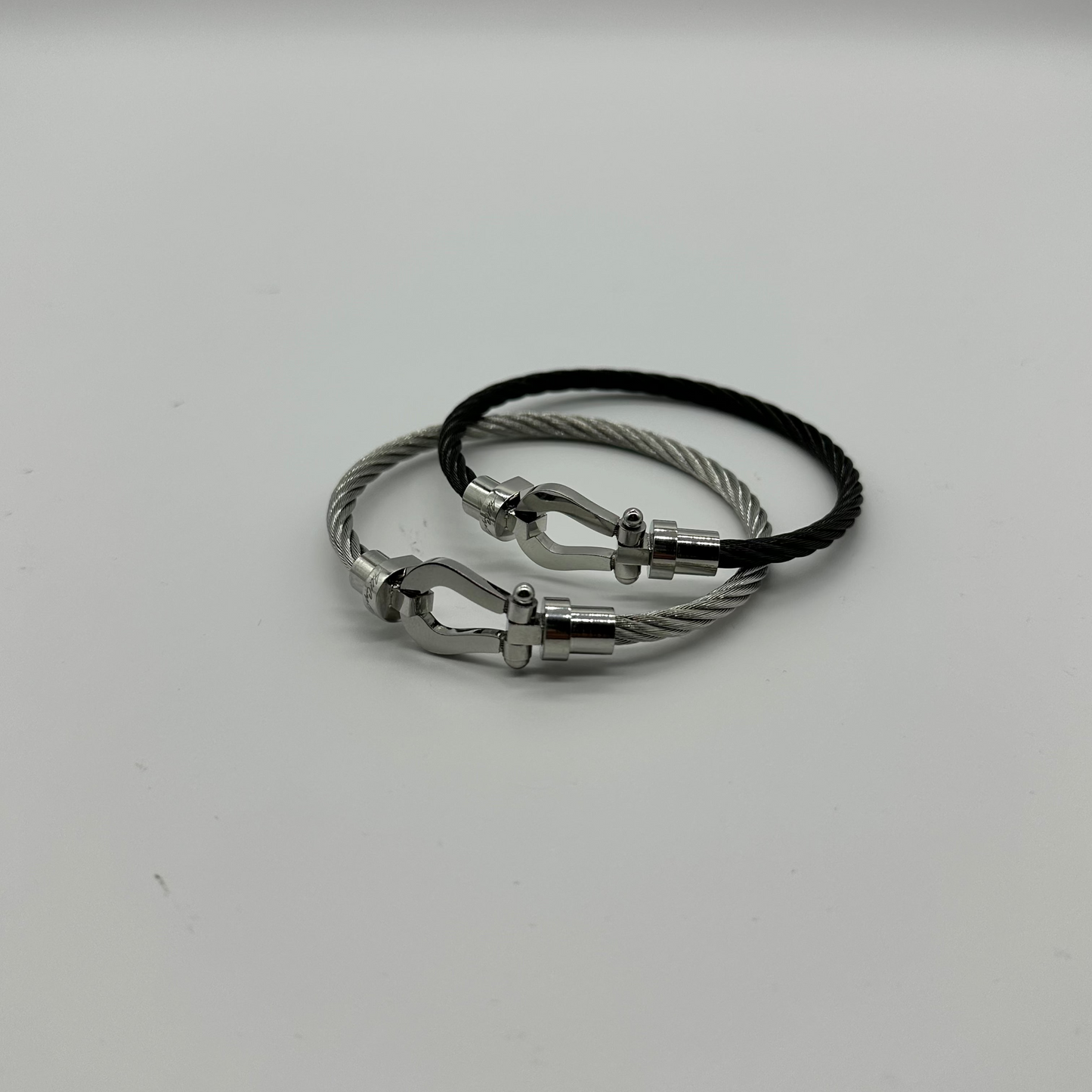 Silver and Black Metal Bracelet