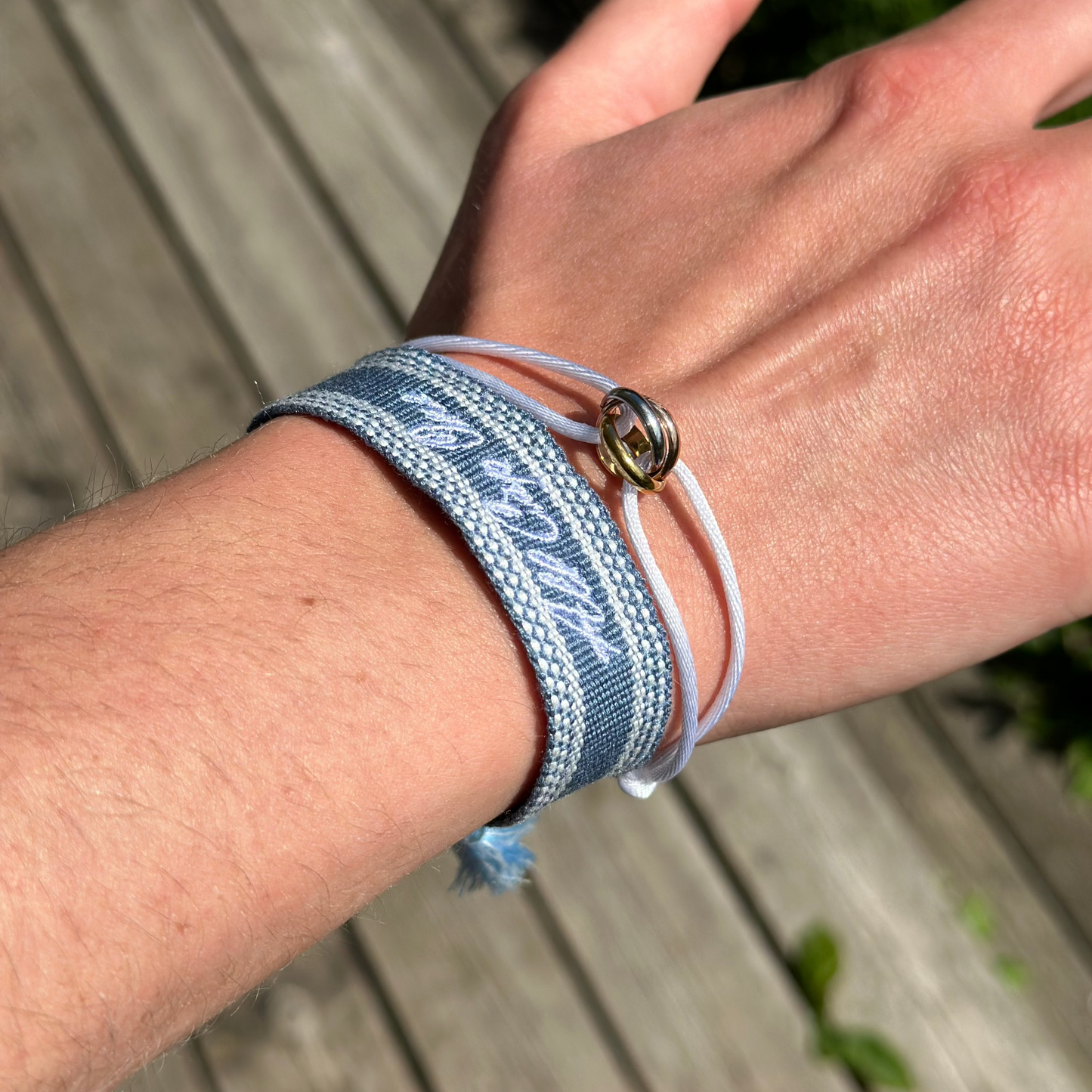 Light Blue and White Woven Bracelet