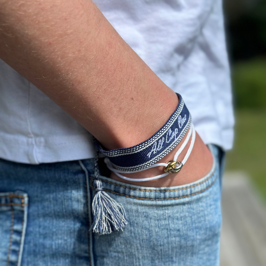 Navy and White Woven Bracelet