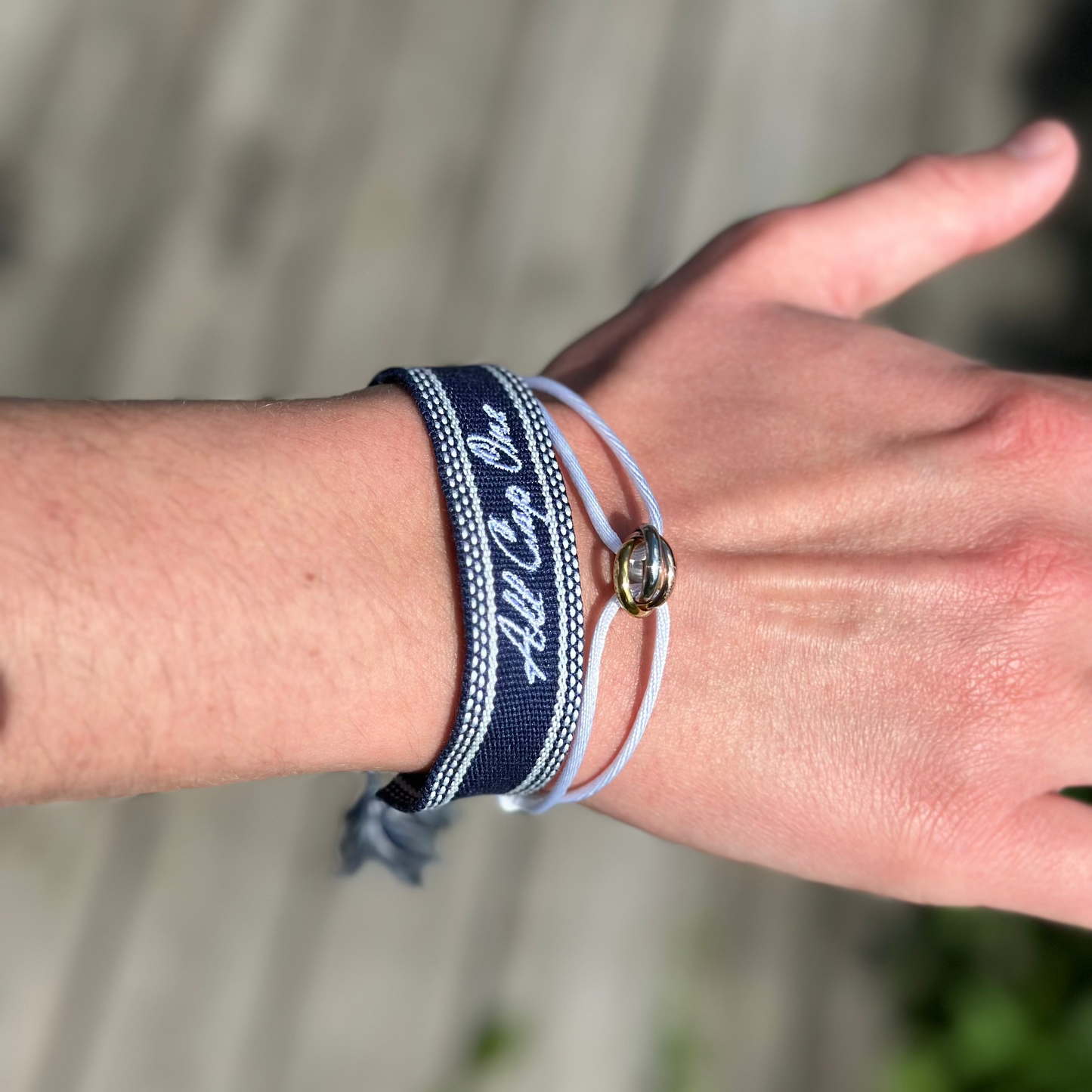 Navy and White Woven Bracelet