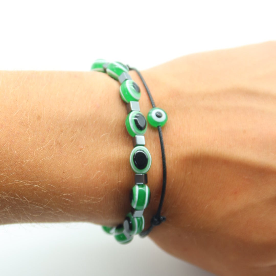 Green and White Eye Bracelet