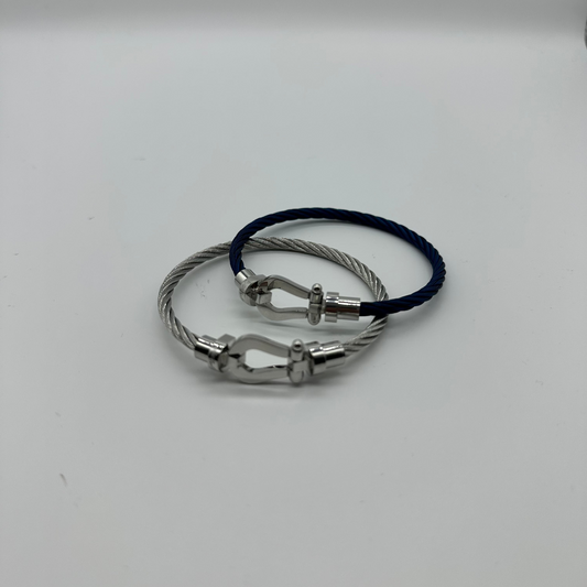 Silver and Blue Metal Bracelet
