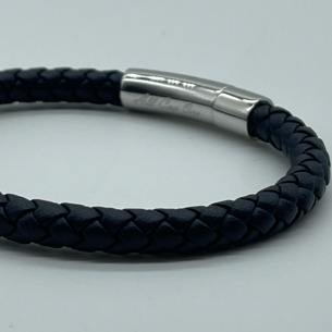 Blue leather bracelet metall spänne